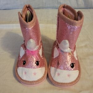 Source Unknown Sparkly Pink Unicorn Kids Boots